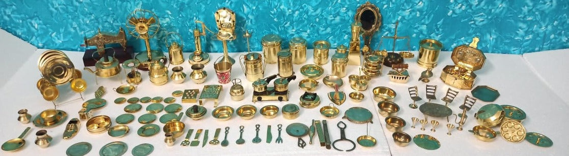 120 Pieces Miniature Brass Kitchen Set Bhatukali