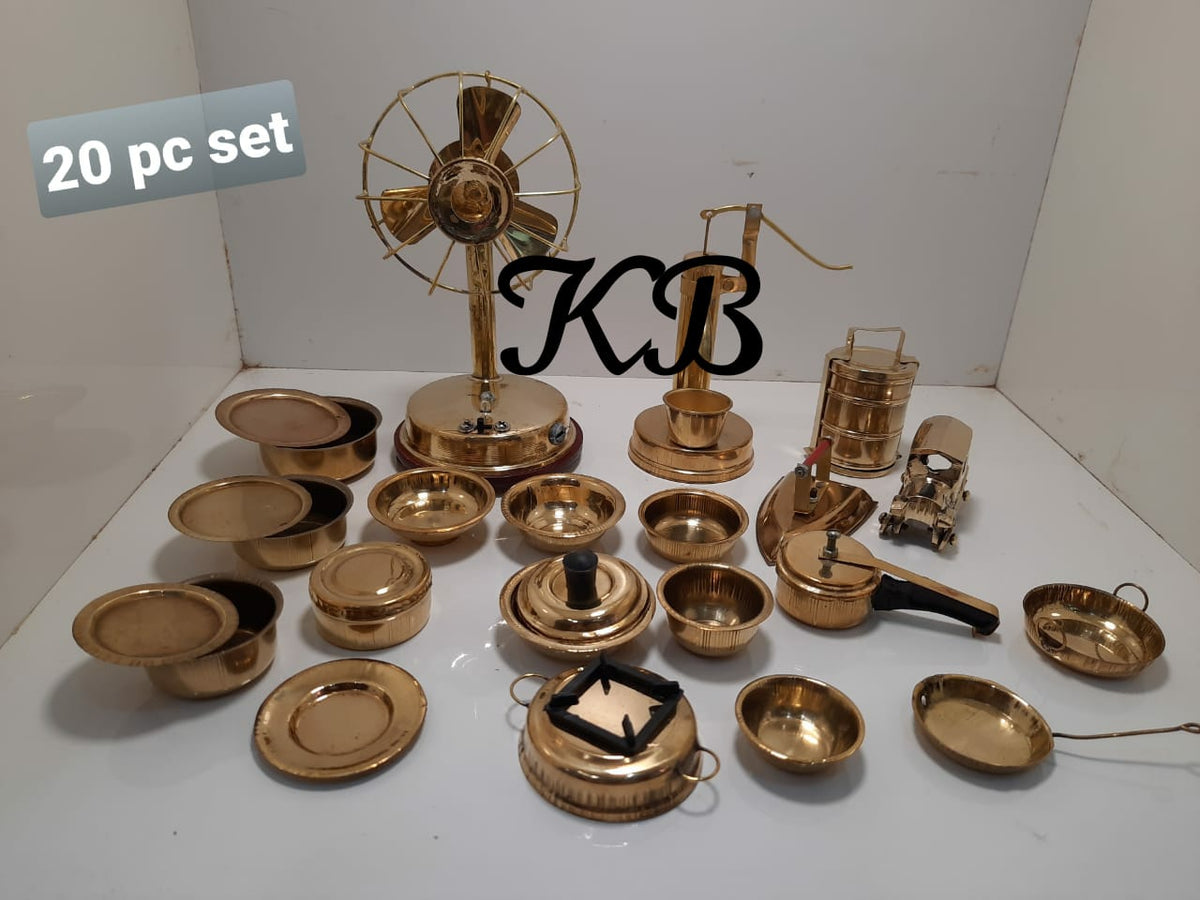 20 PCS SET BRASS MINATURE KITCHEN TOY SET FOR KIDS-GANNUTS00120