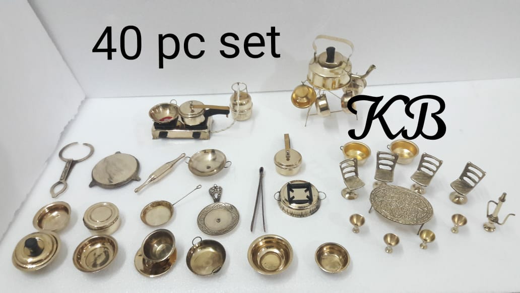 40 PCS SET BRASS MINATURE KITCHEN TOY SET FOR KIDS-GANNUTS00140