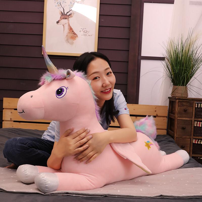 Fantastic Glow Rainbow Wings Unicorn Plush Toy Giant Unicorn Toy Stuffed Animal Doll-SKD001FH